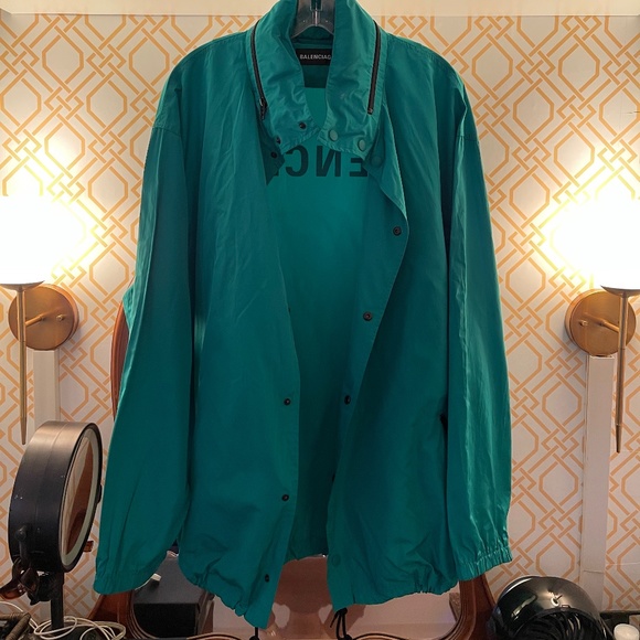Balenciaga "Archetype" Logo Green Windbreaker - Picture 1 of 6